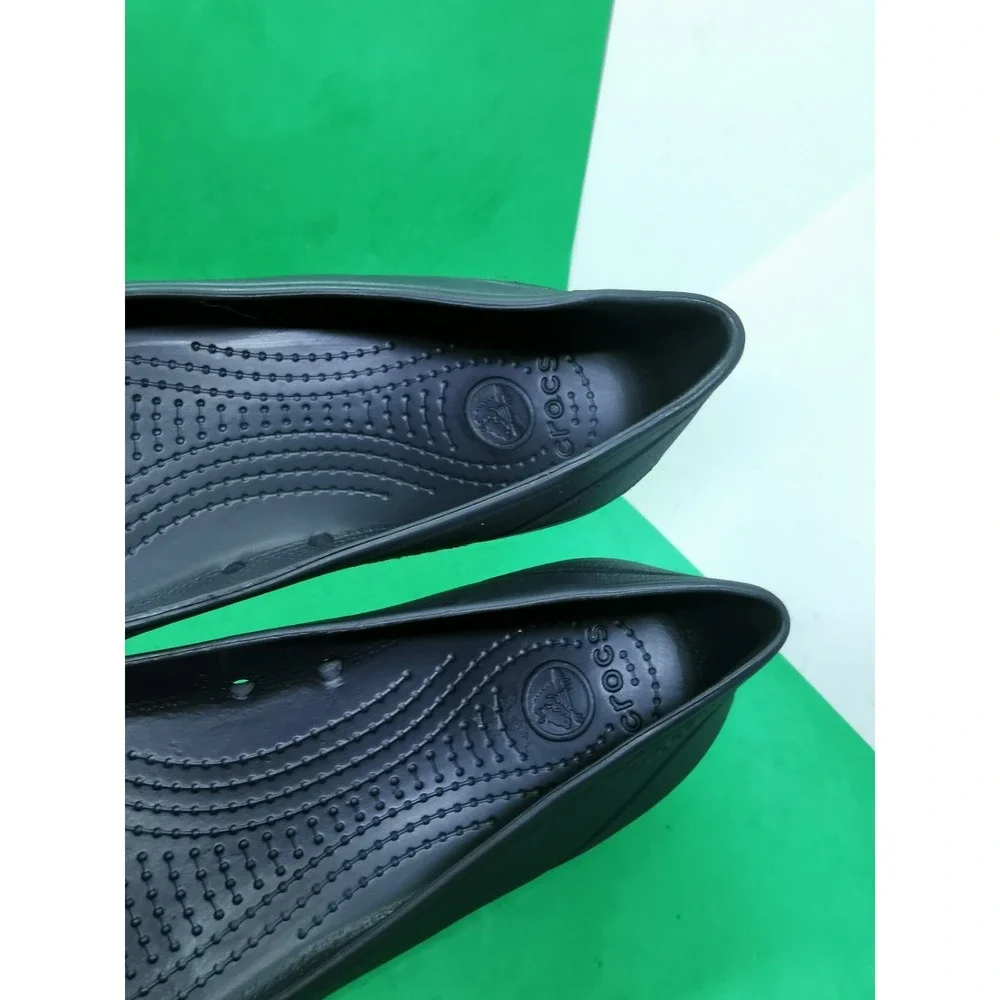 CROCS Patent Cap Toe Ballet  Flats Women's Size 10 Black shoes  slip on comfort
